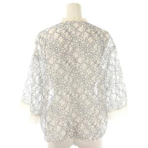 TOMORROWLAND collection 24SS コードレースコンビハーフスリーブブラウス 七分袖 36 ホワイト ネイビー /DO OS