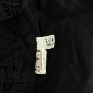Loulou Willoughby 25SS レースドッキングプルオーバーブラウス カットソー 半袖 スカラップ フレア 2 ブラック /MY