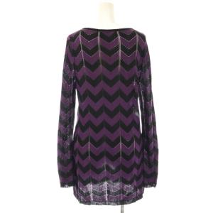 HYSTERIC GLAMOUR スカル刺繍総柄ニットチュニック 長袖 F 紫 パープル 黒 ブラック /AT OS