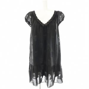 スカル柄ノースリーブチュニック レース F ブラック /HK OS