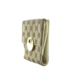 GUCCI GGキャンバス コンパクトウォレット 財布 二つ折り 小銭入れ 総柄 茶 120932 /MI OS