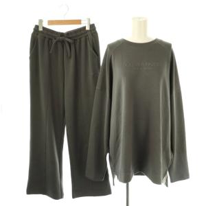 UNISEX ポンチプルオーバー ロングパンツ セット ルームウェア ナイトウェア M-L ダークグレー
