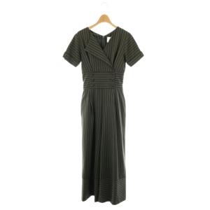 アメリ AMERI RETURN COLLAR ALL IN ONE オールインワン ストライプ S グレー