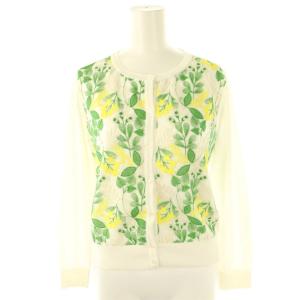 花柄刺繍 ニット カーディガン 38 ホワイト /DF OS