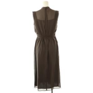 ANAYI キュプラローンVネックワンピース レース インナー付き シアー 36 ブラウン /CX OS