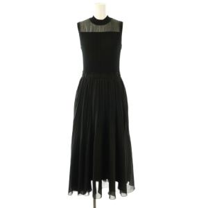 シアーリブプリーツドッキングワンピース 38 黒 /CX OS