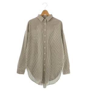 BF SHIRTS ストライプ シャツ ブラウス 長袖 前開き コットン 白 茶 /NR OS