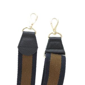 YOUNG & OLSEN 別注ショルダーストラップ ストライプ ライン 茶 ブラウン 紺 ネイビー /JS