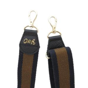 YOUNG & OLSEN 別注ショルダーストラップ ストライプ ライン 茶 ブラウン 紺 ネイビー /JS