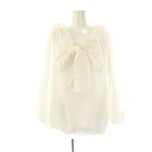 24SS スモックメッシュブラウス リボン F ホワイト /DF OS