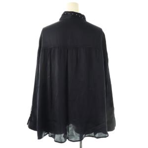 Whim Gazette WhimGazette 25SS サテンシシュウシャツ ブラウス 前開き F 紺 /CX OS