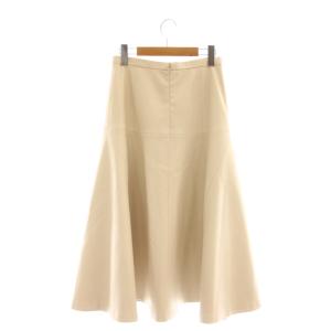 STRASBURGO エコレザー フレアスカート ミモレ ロング 36 アイボリー /AT OS