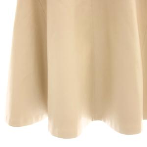 STRASBURGO エコレザー フレアスカート ミモレ ロング 36 アイボリー /AT OS