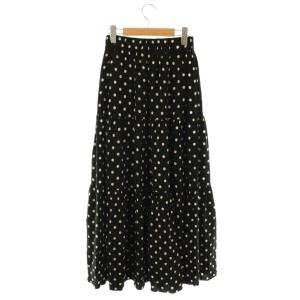 SAKULA ドットティアードスカート 36 ブラック アイボリー /DO OS