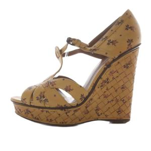 BOTTEGA VENETA フラワー ウェッジサンダル ストラップ 38.5 茶 ブラウン /SR