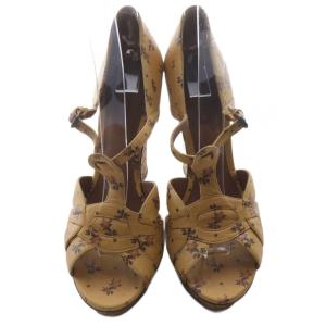 BOTTEGA VENETA フラワー ウェッジサンダル ストラップ 38.5 茶 ブラウン /SR