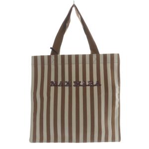 ストライプ柄 キャンバス トートバッグ ハンドバッグ 茶 ブラウン /SR6