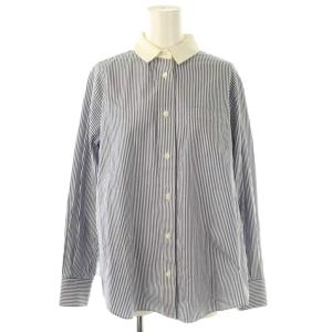 ストライプ柄シャツ クレリック 長袖 2 ブルー ホワイト /DF OS