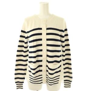 カットワーク切替カーディガン ニット ボーダー 1 ホワイト ネイビー /DF OS