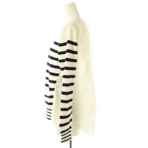 sacai luck カットワーク切替カーディガン ニット ボーダー 1 ホワイト ネイビー /DF OS