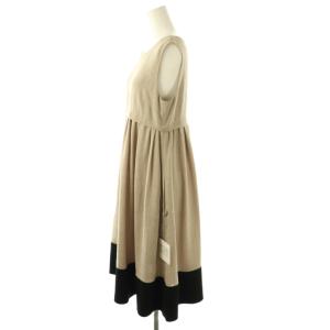 DAISY LIN Beige×Black Dress ワンピース 膝丈 ノースリーブ 40 ベージュ 06602 /HK