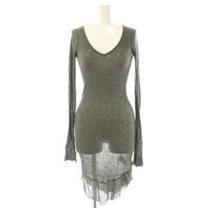 ニットワンピース 長袖 ひざ丈 アンゴラ混 0 チャコールグレー /DO OS