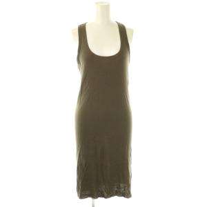 ノースリーブワンピース タイト カシミヤ混 F カーキ /CX OS