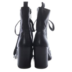 ANN DEMEULEMEESTER ブーツ ショート チャンキーヒール レースアップ 39 ブラック