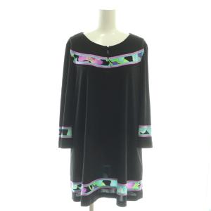 ファッション FASHION フラワーデザインロングスリーブワンピース ミニ 38 ブラック /HK OS