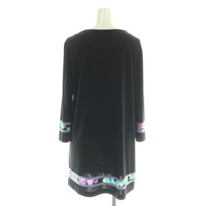 LEONARD ファッション FASHION フラワーデザインロングスリーブワンピース ミニ 38 ブラック /HK OS