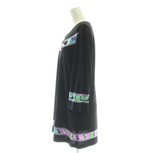 LEONARD ファッション FASHION フラワーデザインロングスリーブワンピース ミニ 38 ブラック /HK OS