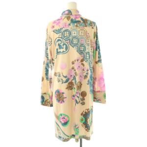 LEONARD フラワーデザイン前開きワンピース ひざ丈 長袖 3 ベージュ /AT OS