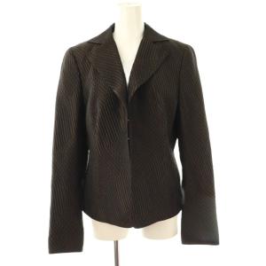 シルク混プリーツデザインジャケット テーラード 茶 ブラウン 黒 ブラック /AT OS