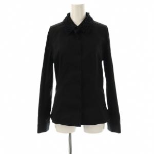 28219 フリルカラーシャツ ブラウス 長袖 前開き 40 黒 /NR OS