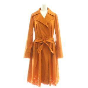 裾カットワークデザイントレンチコート ロング 40 オレンジ 23794 /HK OS