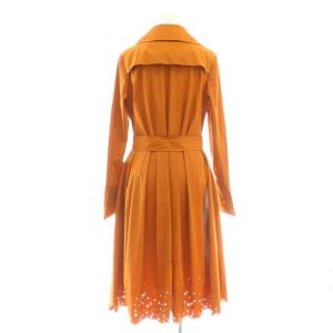 FOXEY NEW YORK 裾カットワークデザイントレンチコート ロング 40 オレンジ 23794 /HK OS