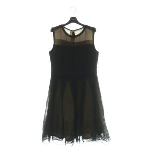 シルクオーガンジーノースリーブワンピース 膝丈 40 ブラック 27335 /HK OS