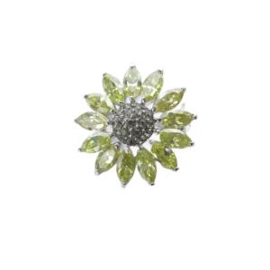 フラワービジュー ブローチ イエロー シルバーカラー