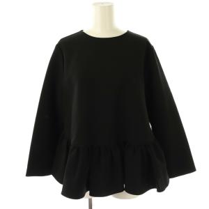 ストレッチフリルブラウス 長袖 38 黒 ブラック /AT OS