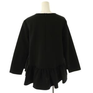 yori ストレッチフリルブラウス 長袖 38 黒 ブラック /AT OS