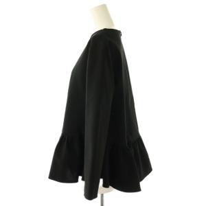 yori ストレッチフリルブラウス 長袖 38 黒 ブラック /AT OS