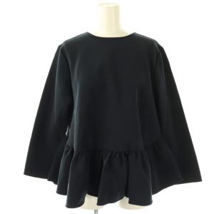 ストレッチフリルブラウス プルオーバー ペプラム 38 紺 /CX OS