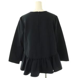 yori ストレッチフリルブラウス プルオーバー ペプラム 38 紺 /CX OS