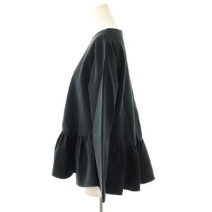 yori ストレッチフリルブラウス プルオーバー ペプラム 38 紺 /CX OS