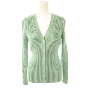 24SS WIDE RIB LEANA カーディガン Vネック 40 グリーン /CX OS