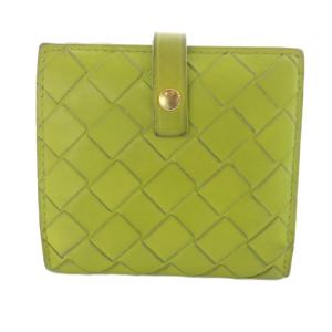 イントレチャート 2つ折り財布 コンパクトウォレット レザー 黄緑 グリーン /SR OH