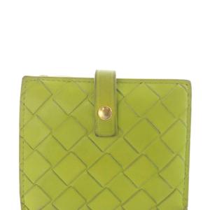BOTTEGA VENETA イントレチャート 2つ折り財布 コンパクトウォレット レザー 黄緑 グリーン /SR OH