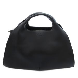 ハンドバッグ レザー ロゴ型押し 黒 ブラック /JS