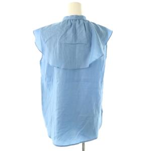 allureville キュプラコットンツイルラッフルカラーノースリブラウス フリル 2 青 ブルー /AT OS