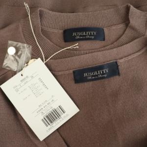 JUSGLITTY シンプルアンサンブル ニット カーディガン カットソー 長袖 2 モカ /MY OS
